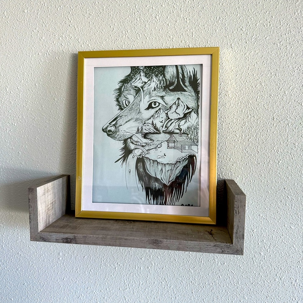 Wolf ink drawing
